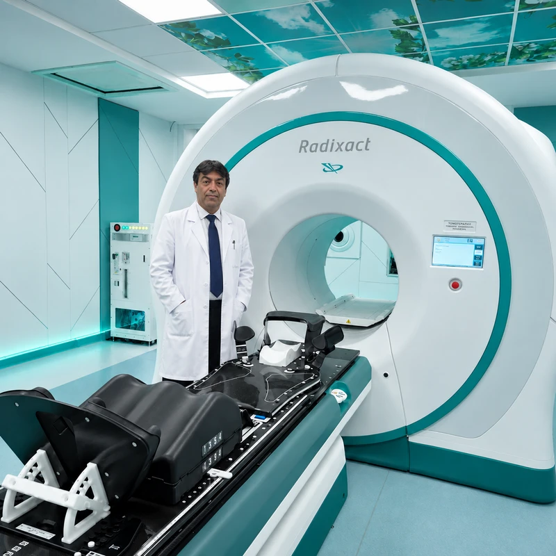 دکتر سعید کریمخانی در کنار دستگاه Radixact -dr-karimkhani
